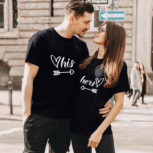 T-Shirt „Hers &amp; Hers Cupids Arrow“ für Paare zum Valentinstag